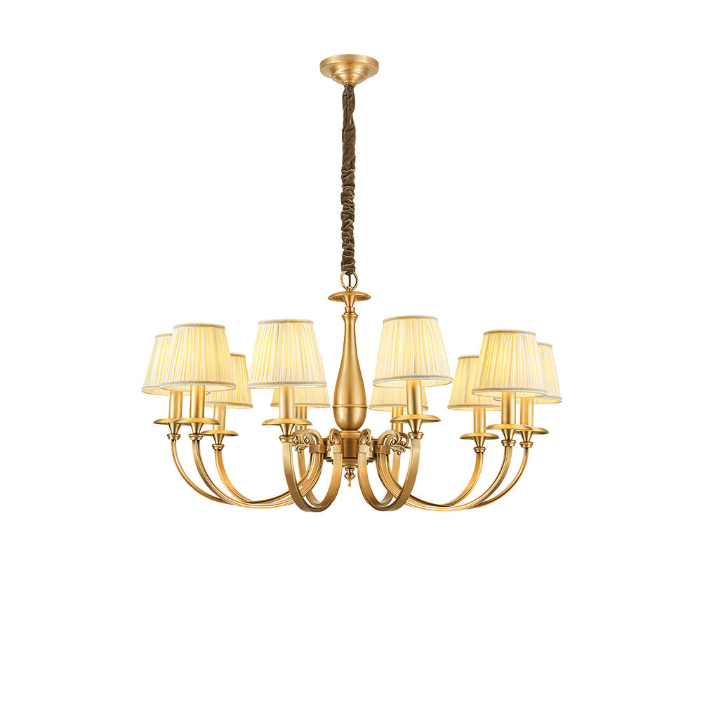 Pleated Brass Chandelier