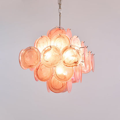 Ellie Pink Disc Murano Chandelier
