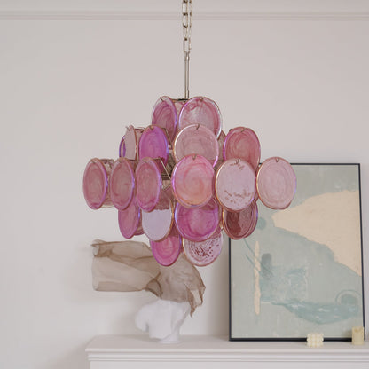 Ellie Pink Disc Murano Chandelier