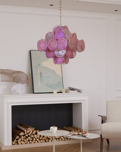 Ellie Pink Disc Murano Chandelier