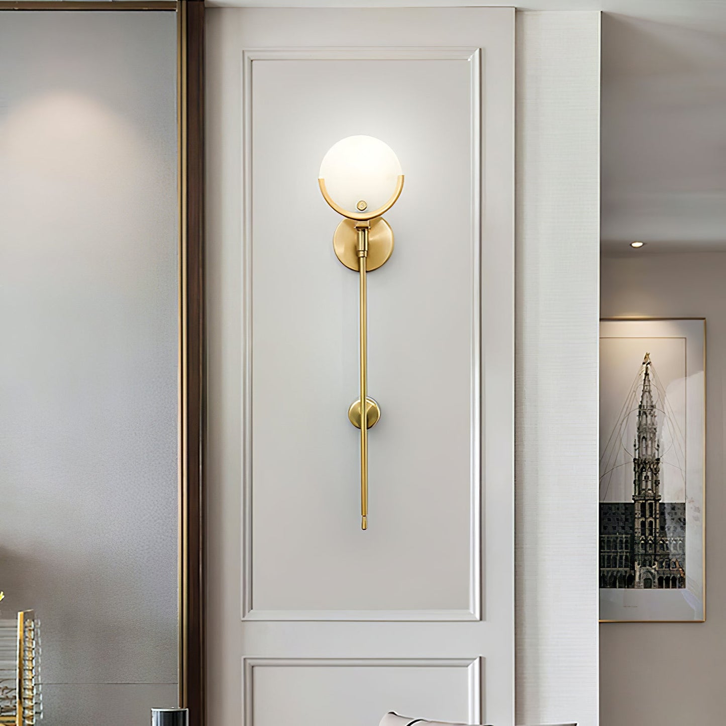 Ava Alabaster Brass Wall Lamp