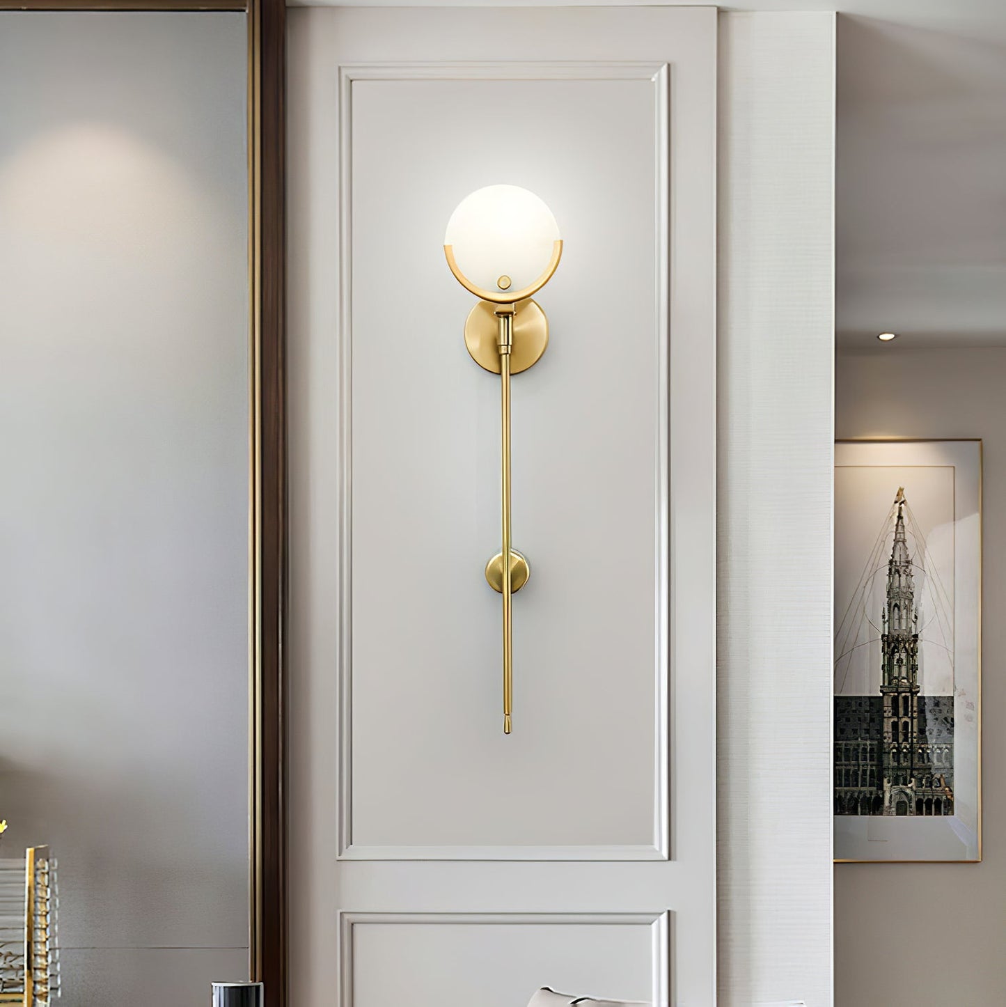 Ava Alabaster Brass Wall Lamp