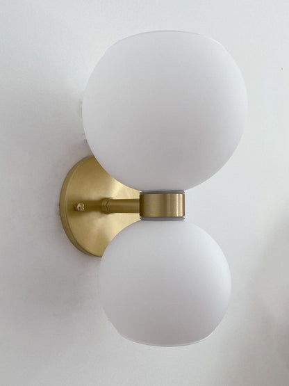 Round White Glass Bedroom Wall Lamp