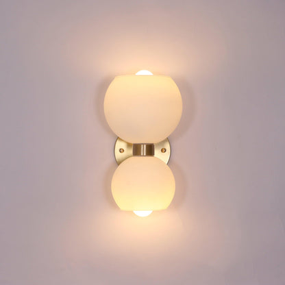 Round White Glass Bedroom Wall Lamp