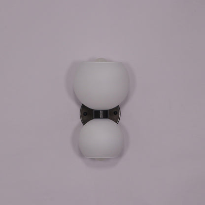 Round White Glass Bedroom Wall Lamp