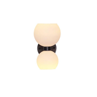Round White Glass Bedroom Wall Lamp