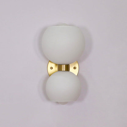 Round White Glass Bedroom Wall Lamp