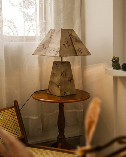 Pyramid Wood Table Lamp