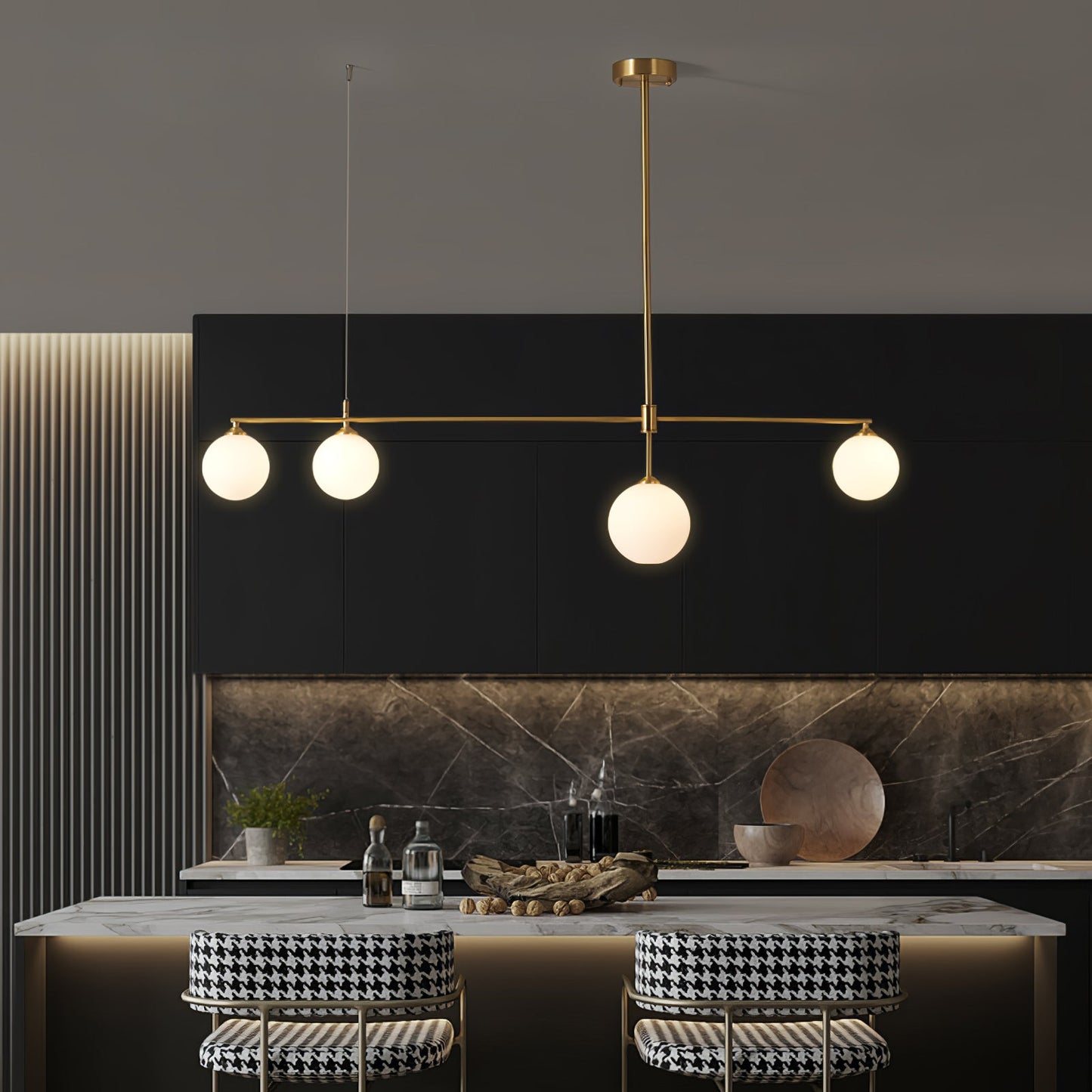 Brass Globe Chandelier