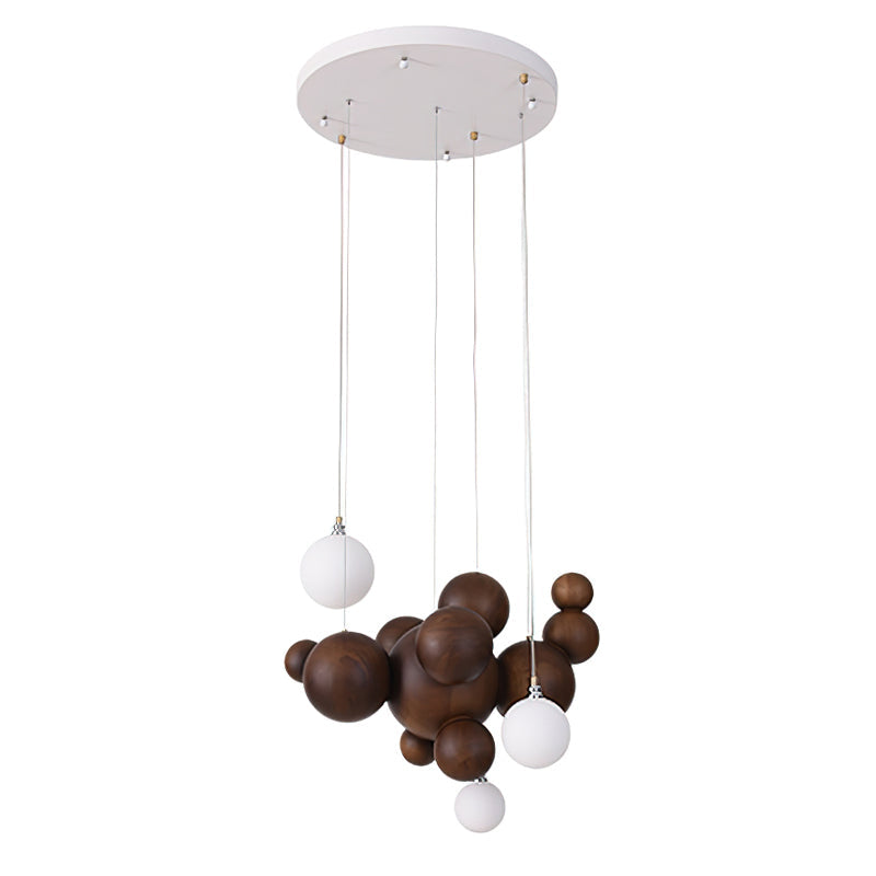 Bubble Wood Balls Chandelier