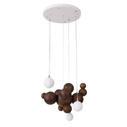 Bubble Wood Balls Chandelier