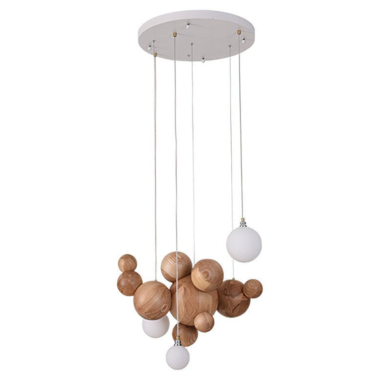 Bubble Wood Balls Chandelier