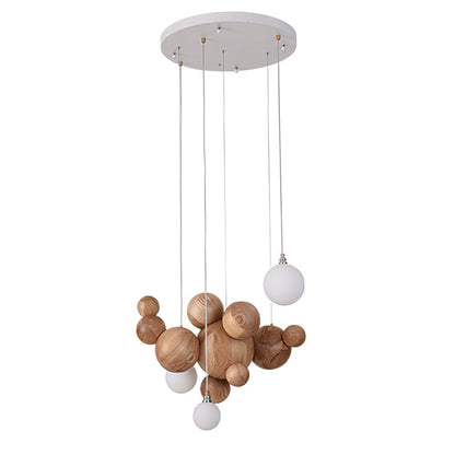 Bubble Wood Balls Chandelier