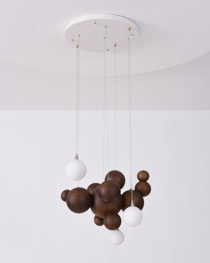 Bubble Wood Balls Chandelier