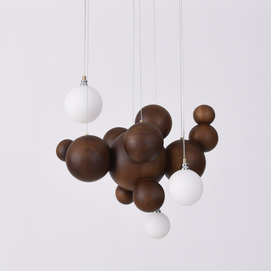 Bubble Wood Balls Chandelier