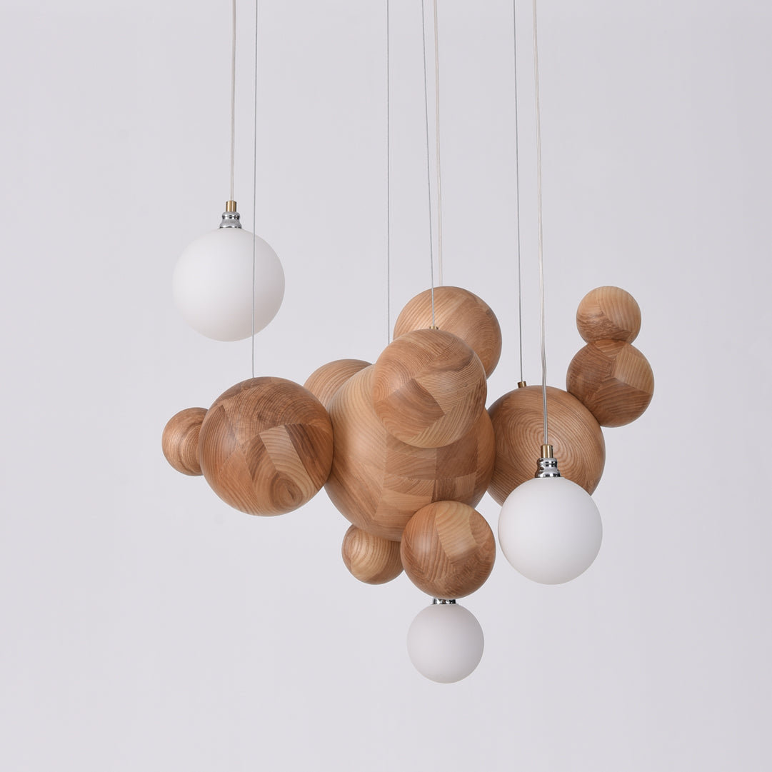Bubble Wood Balls Chandelier