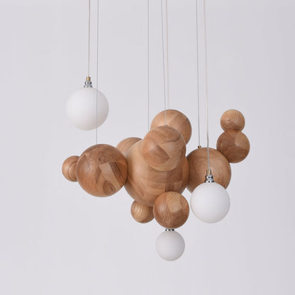 Bubble Wood Balls Chandelier