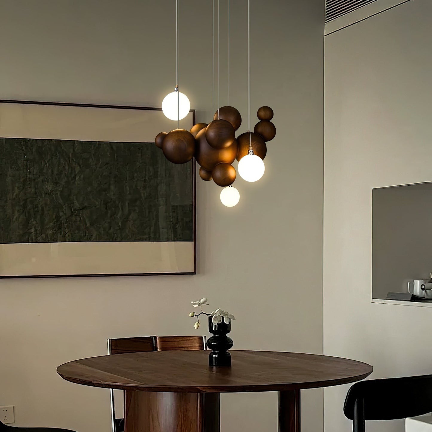 Bubble Wood Balls Chandelier