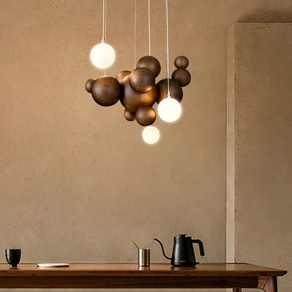 Bubble Wood Balls Chandelier
