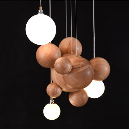 Bubble Wood Balls Chandelier