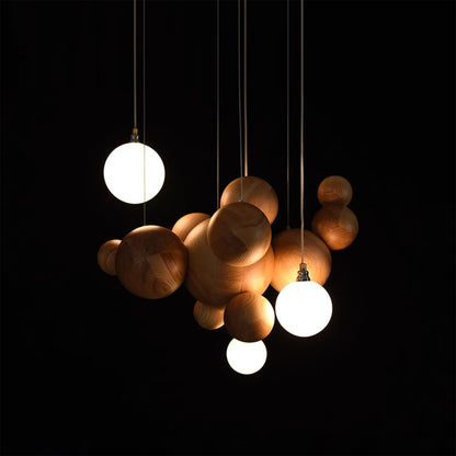 Bubble Wood Balls Chandelier