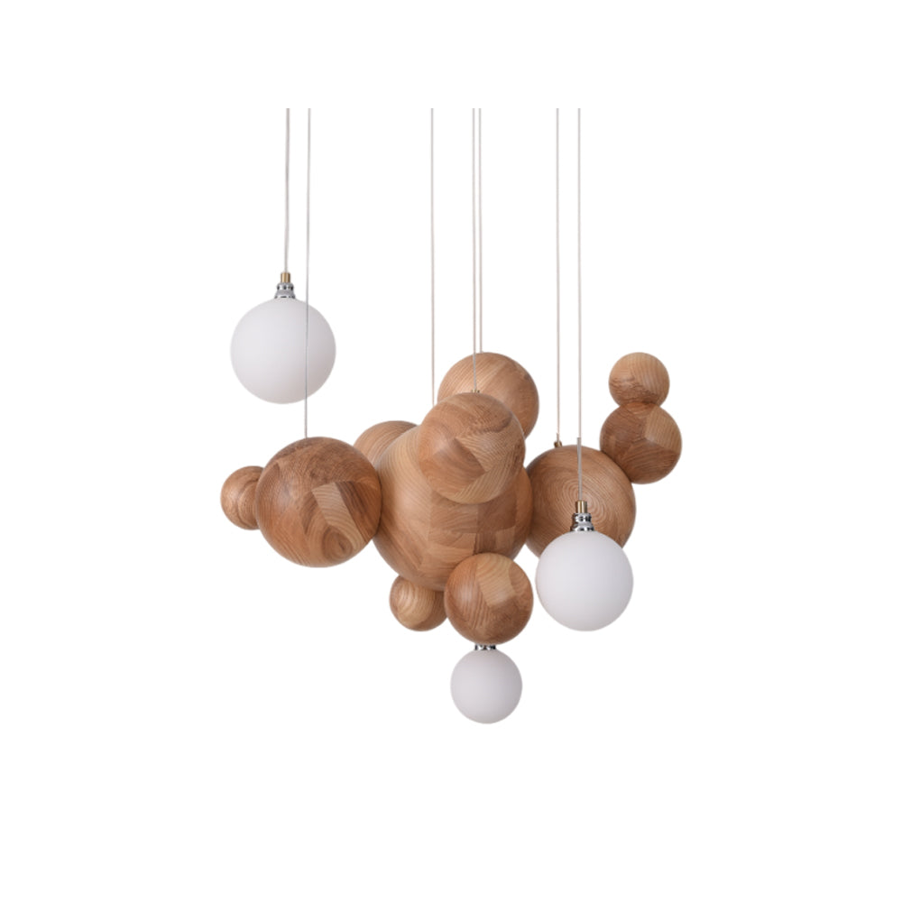Bubble Wood Balls Chandelier
