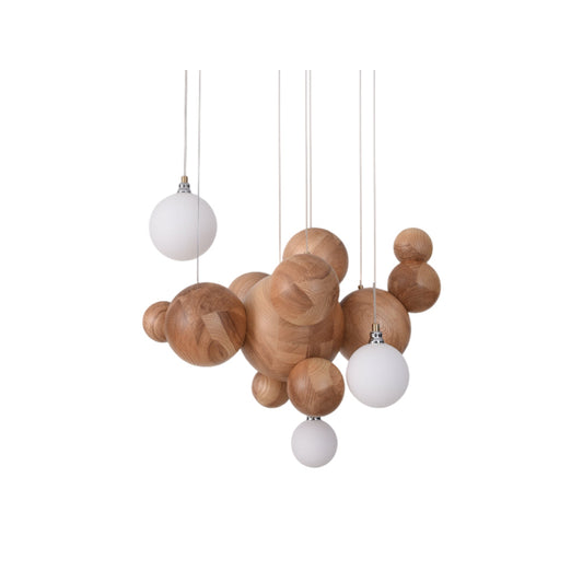 Bubble Wood Balls Chandelier