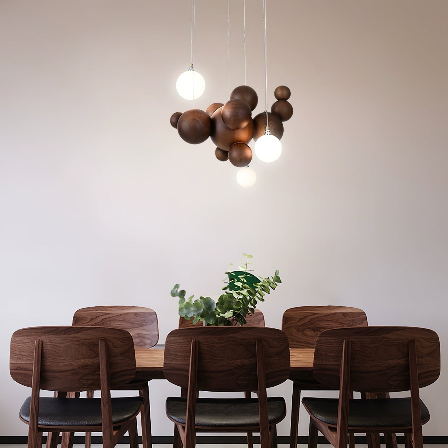Bubble Wood Balls Chandelier