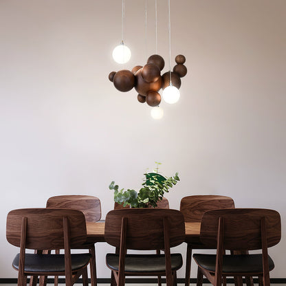 Bubble Wood Balls Chandelier