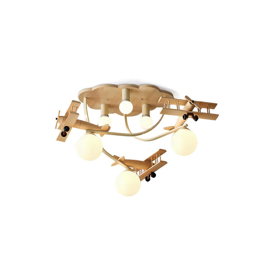 Cartoon Aircraft Wooden Ceiling Lamp