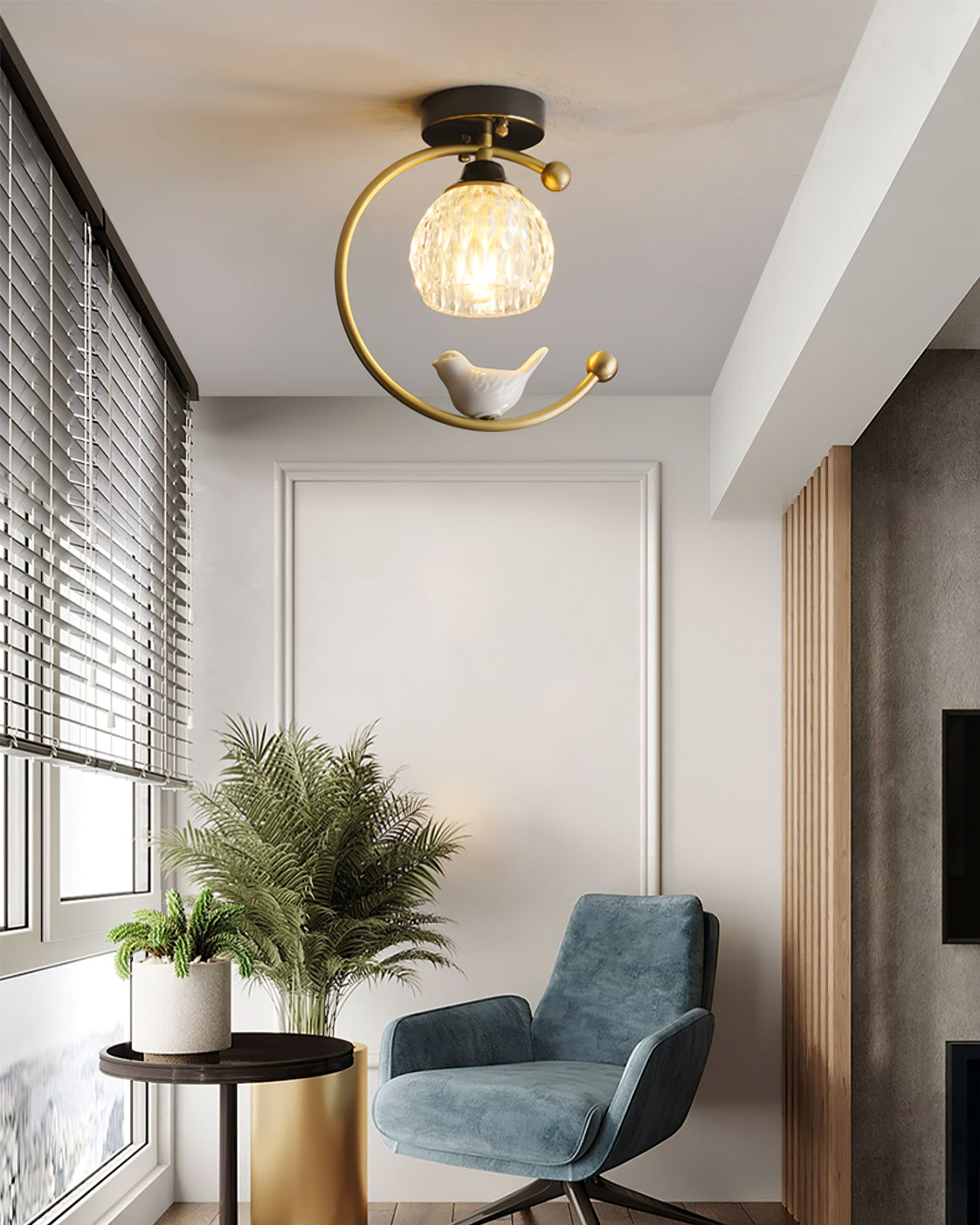 Ceramic Bird Ceiling Lamp