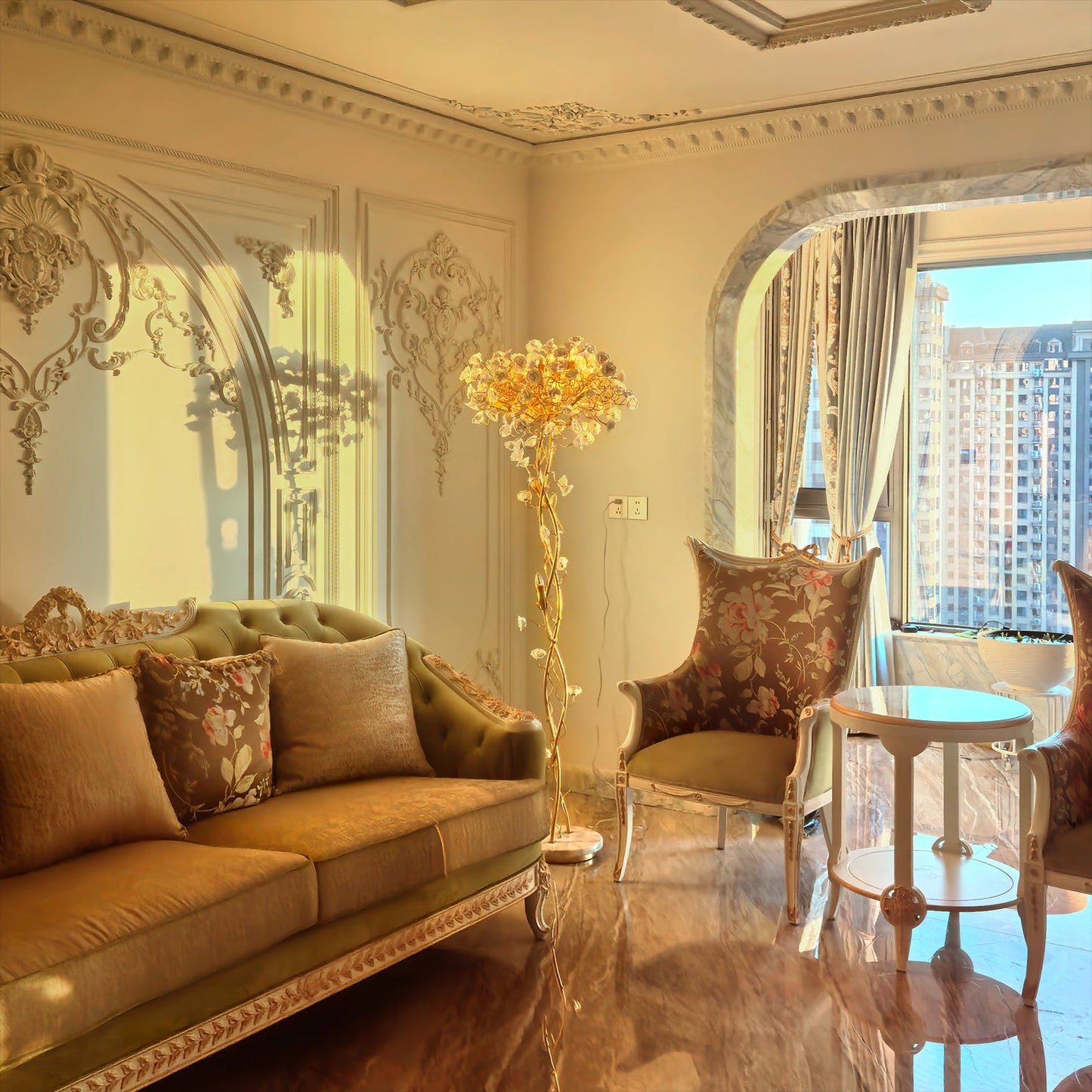 Ceramic Flower Floor Lamp