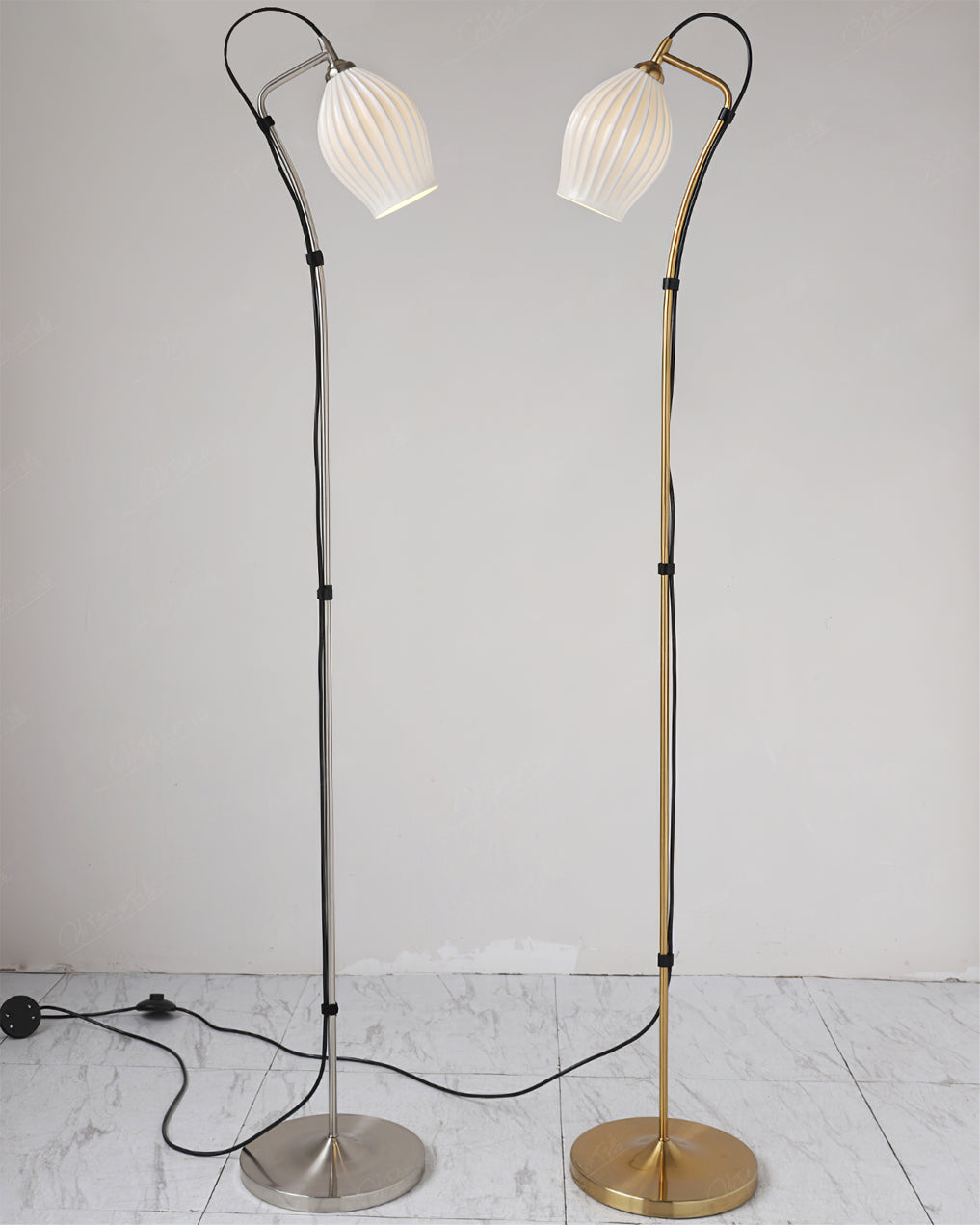 Ceramic Ribbed Floor Lamp