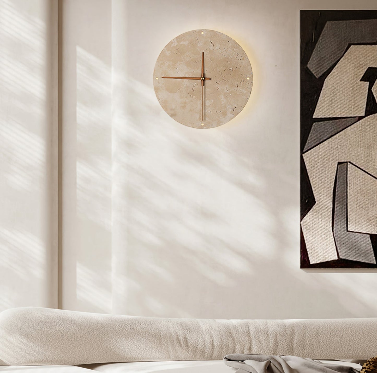 Clock Travertine Wall Lamp