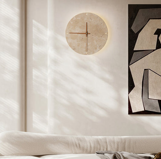 Clock Travertine Wall Lamp