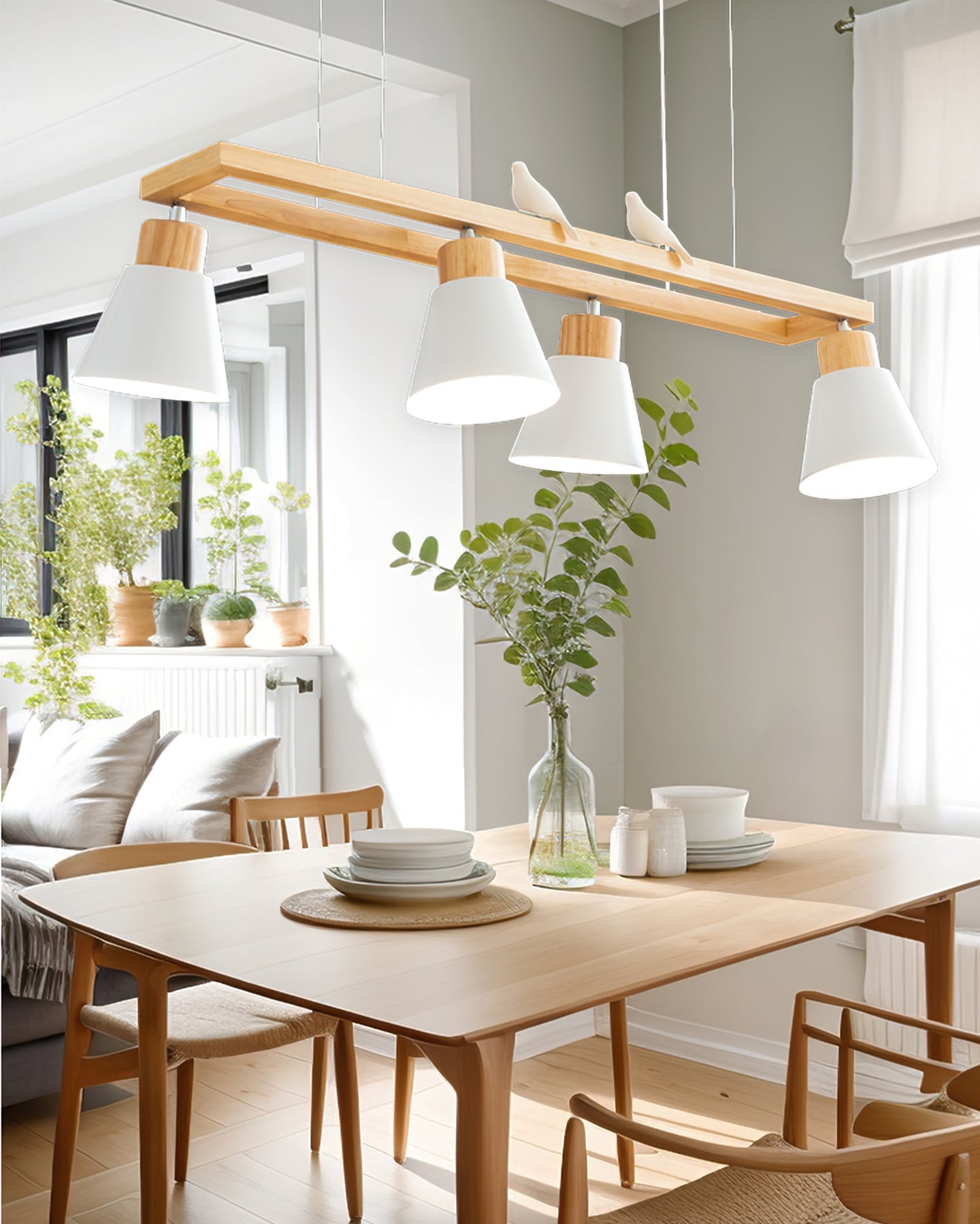 Cone Wood Chandelier