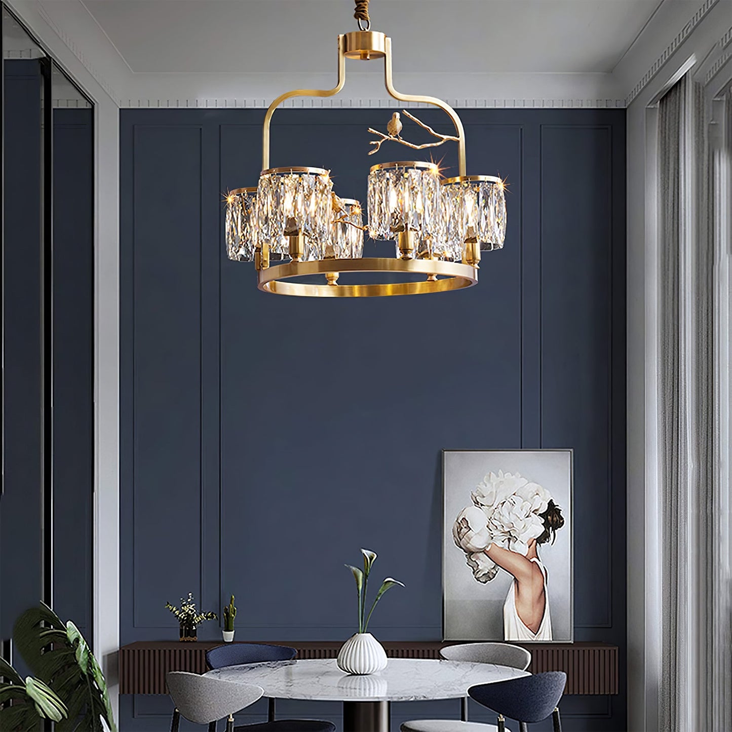 Crystal Bird Chandelier