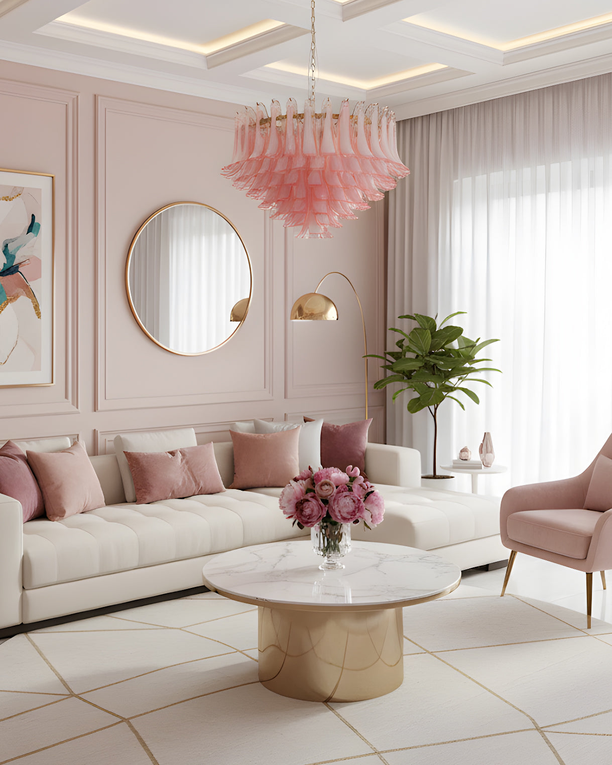 Pink Saddle Chandelier