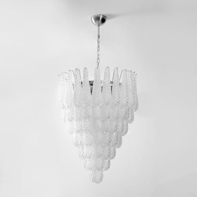 Murano White Glass Dewdrop Chandelier
