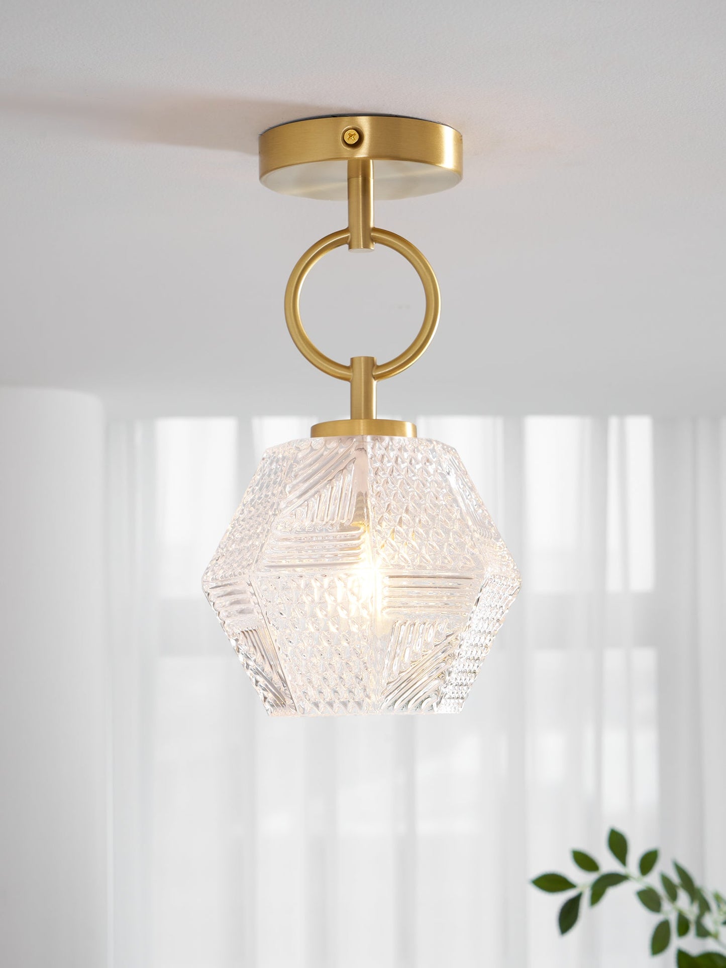 Diamond Cut Art Deco Ceiling Light