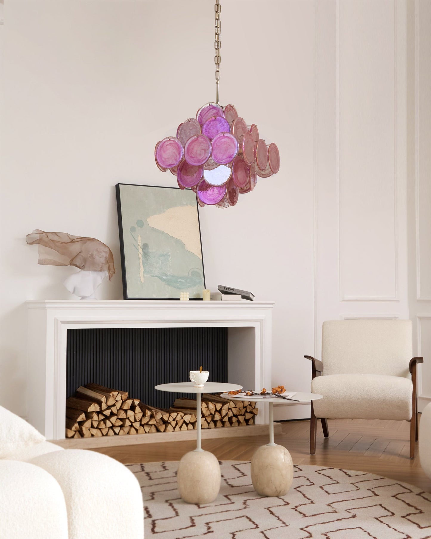 Ellie Pink Disc Murano Chandelier