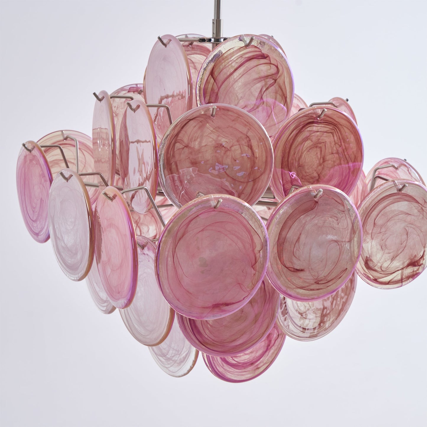 Ellie Pink Disc Murano Chandelier