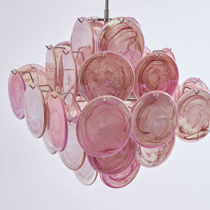 Ellie Pink Disc Murano Chandelier