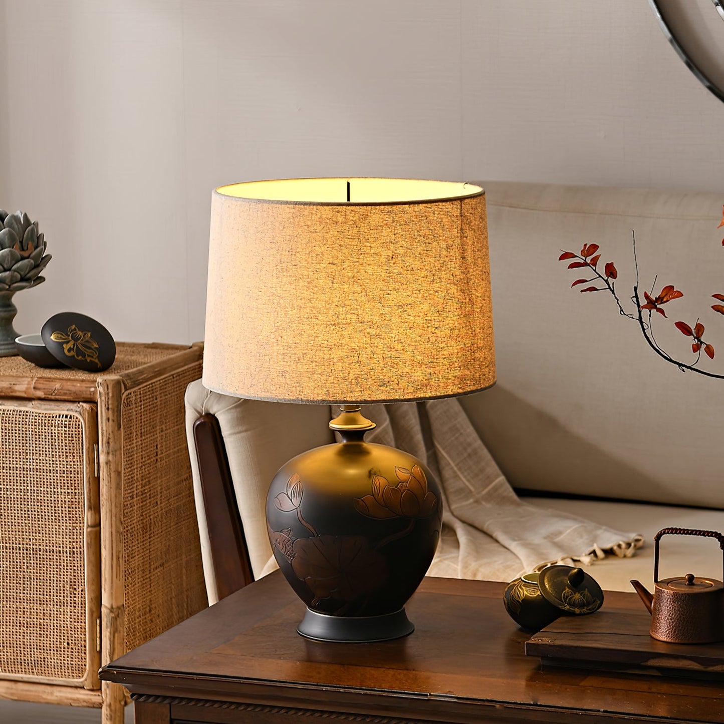 Fish Motif Ceramic Table Lamp