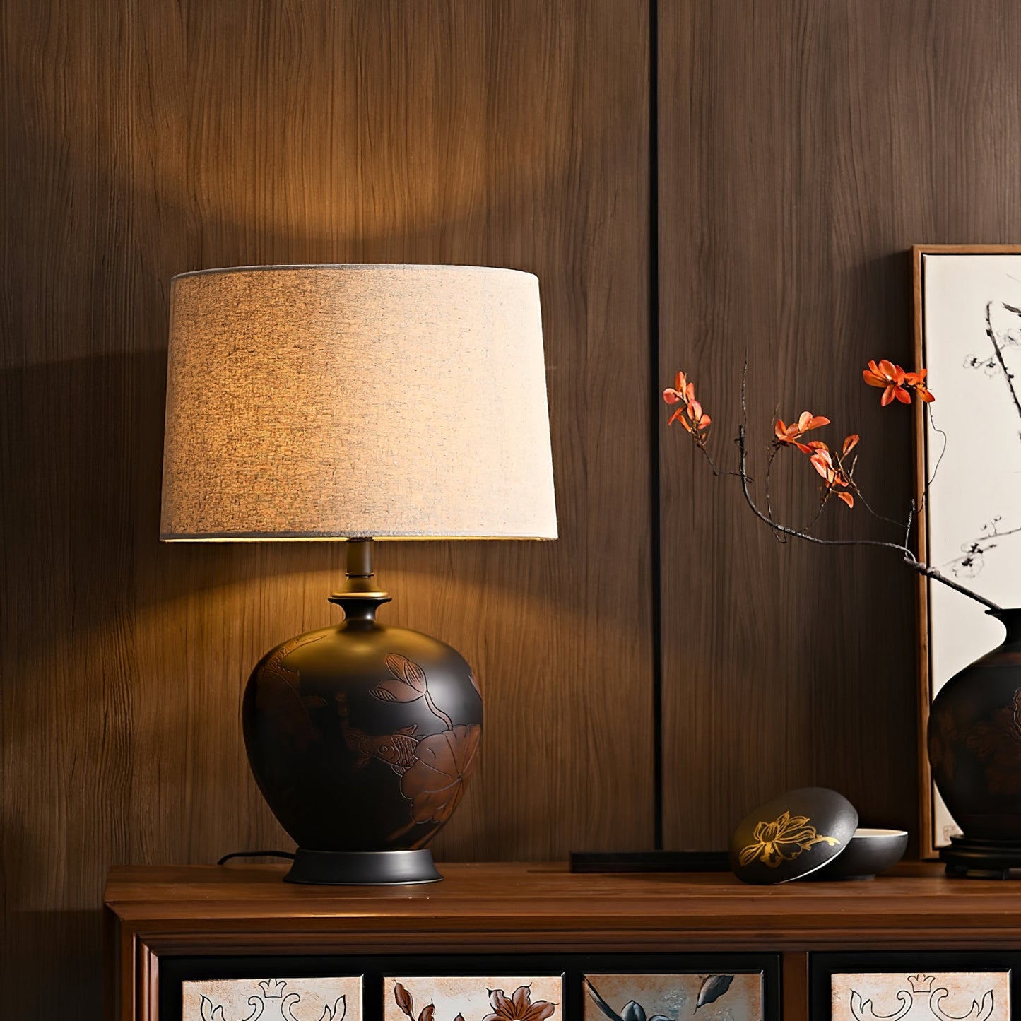 Fish Motif Ceramic Table Lamp