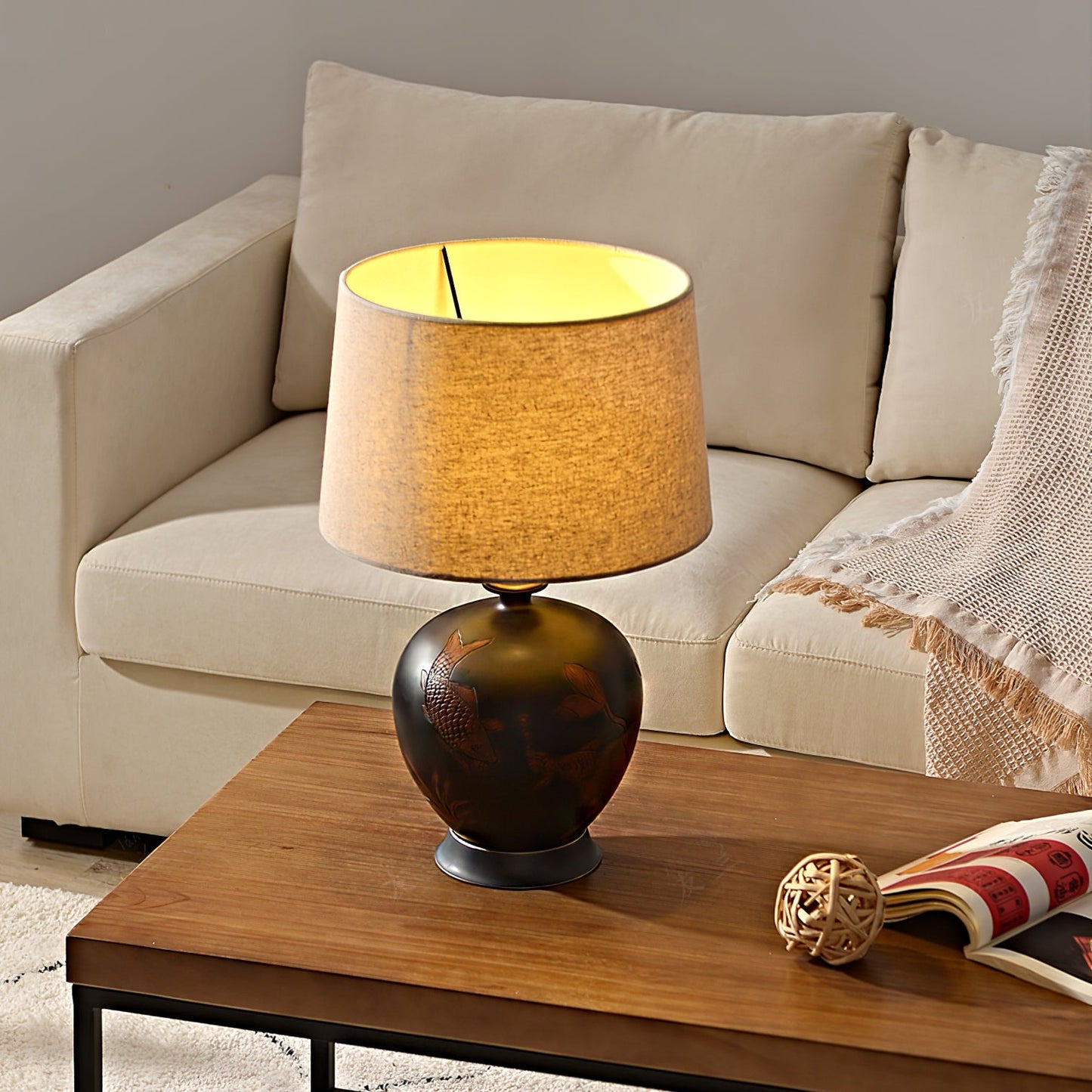 Fish Motif Ceramic Table Lamp