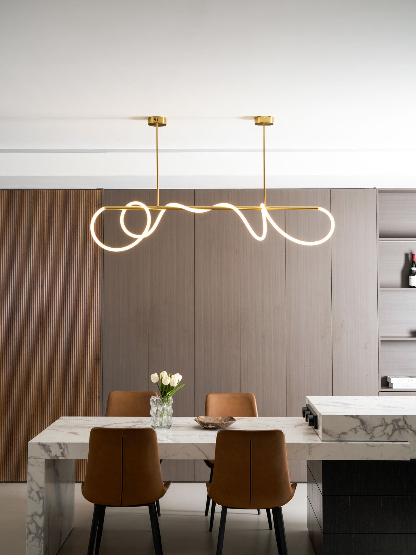 Serpentine Glow Gold Chandelier
