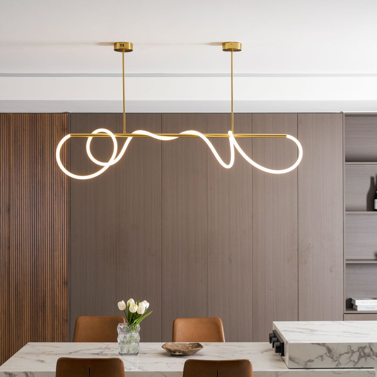 Serpentine Glow Gold Chandelier