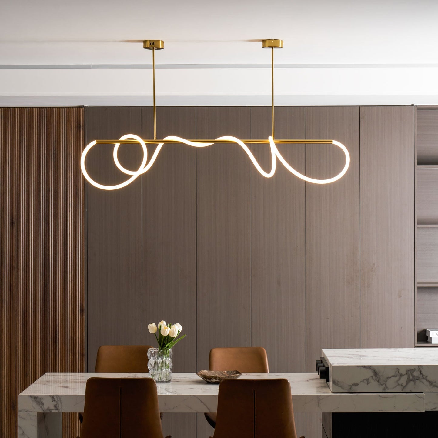 Serpentine Glow Gold Chandelier