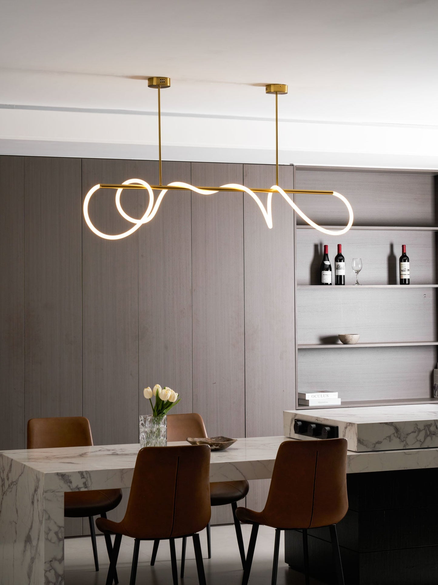 Serpentine Glow Gold Chandelier